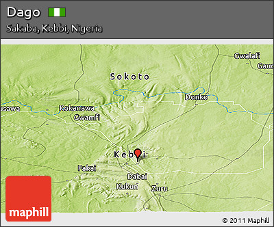 Physical Panoramic Map of Dago
