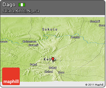 Physical Panoramic Map of Dago