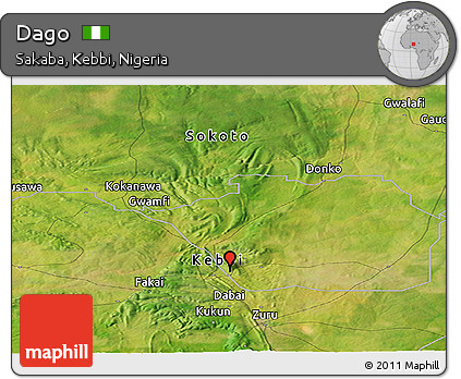 Satellite Panoramic Map of Dago