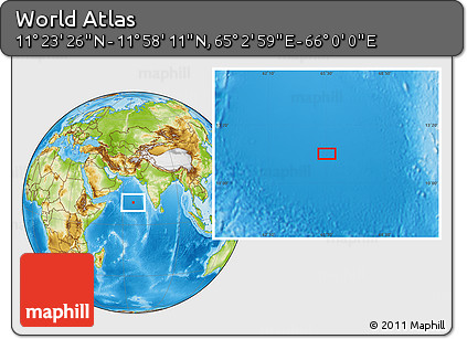 Physical Location Map of the Area around 11° 40' 49" N, 65° 31' 30" E