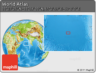 Physical Location Map of the Area around 11° 40' 49" N, 65° 31' 30" E