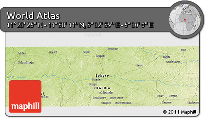 Physical Panoramic Map of the Area around 11° 40' 49" N, 6° 1' 30" E