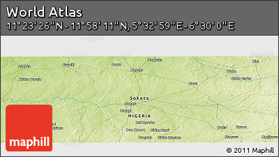 Physical Panoramic Map of the Area around 11° 40' 49" N, 6° 1' 30" E