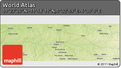 Physical Panoramic Map of the Area around 11° 40' 49" N, 6° 1' 30" E