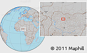 Gray Location Map of the area around 11° 40' 49" N, 6° 52' 30" E