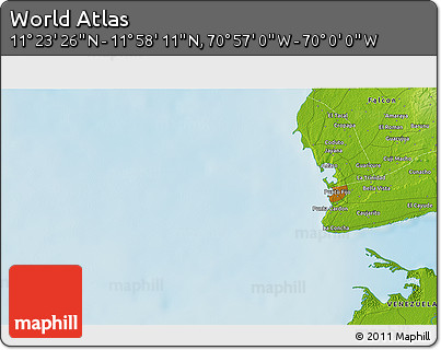 Physical 3D Map of the Area around 11° 40' 49" N, 70° 28' 29" W