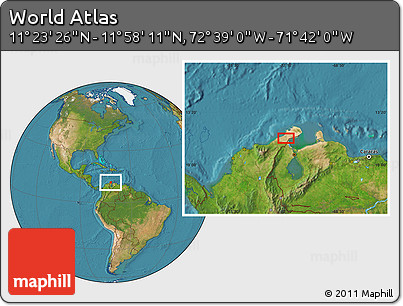 Satellite Location Map of the Area around 11° 40' 49" N, 72° 10' 30" W
