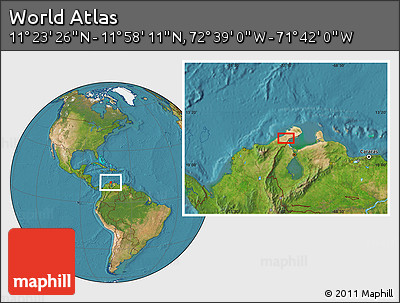 Satellite Location Map of the Area around 11° 40' 49" N, 72° 10' 30" W