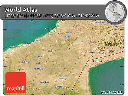 Satellite Map of the Area around 11° 40' 49" N, 72° 10' 30" W