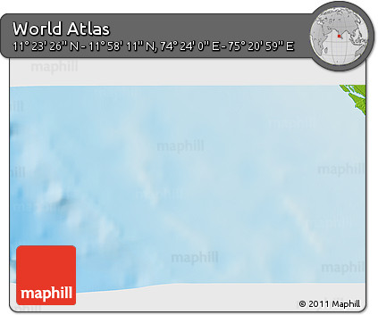 Physical 3D Map of the Area around 11° 40' 49" N, 74° 52' 30" E