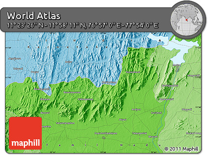 Political Map of the Area around 11° 40' 49" N, 77° 25' 30" E