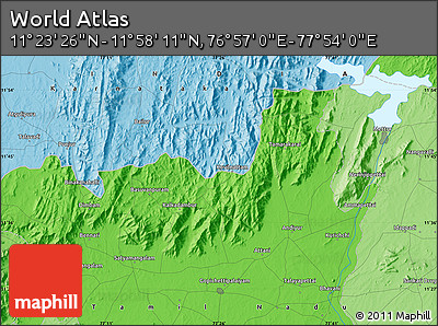 Political Map of the Area around 11° 40' 49" N, 77° 25' 30" E