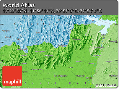 Political Map of the Area around 11° 40' 49" N, 77° 25' 30" E