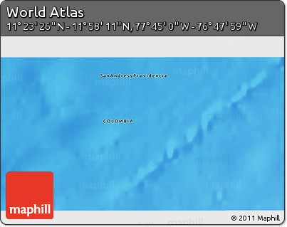 Shaded Relief 3D Map of the Area around 11° 40' 49" N, 77° 16' 30" W