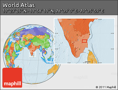 Political Location Map of the Area around 11° 40' 49" N, 79° 7' 30" E