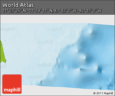 Physical 3D Map of the Area around 11° 40' 49" N, 83° 13' 29" W
