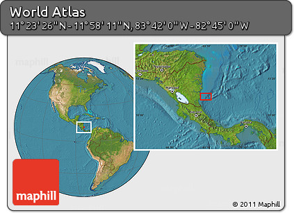 Satellite Location Map of the Area around 11° 40' 49" N, 83° 13' 29" W