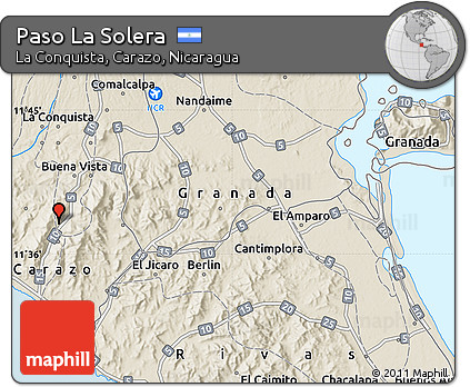 Shaded Relief Map of Paso La Solera