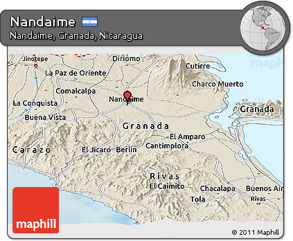 Shaded Relief Panoramic Map of Nandaime