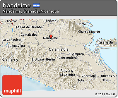 Shaded Relief Panoramic Map of Nandaime