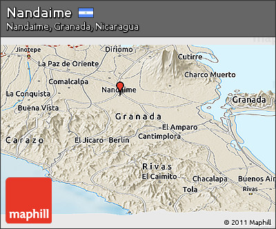 Shaded Relief Panoramic Map of Nandaime