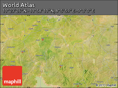 Satellite Map of the Area around 11° 40' 49" N, 8° 34' 29" E