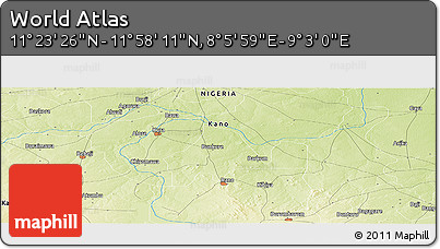 Physical Panoramic Map of the Area around 11° 40' 49" N, 8° 34' 29" E