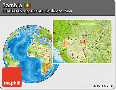 Physical Location Map of Sambia
