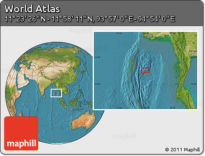 Satellite Location Map of the Area around 11° 40' 49" N, 94° 25' 30" E