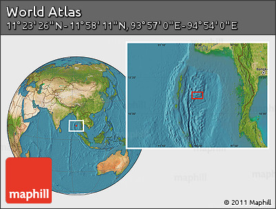 Satellite Location Map of the Area around 11° 40' 49" N, 94° 25' 30" E