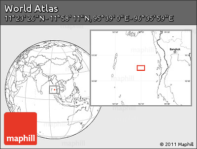 Blank Location Map of the Area around 11° 40' 49" N, 96° 7' 30" E
