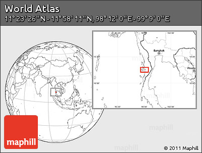 Blank Location Map of the Area around 11° 40' 49" N, 98° 40' 30" E