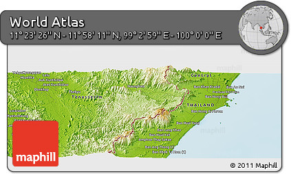 Physical Panoramic Map of the Area around 11° 40' 49" N, 99° 31' 30" E