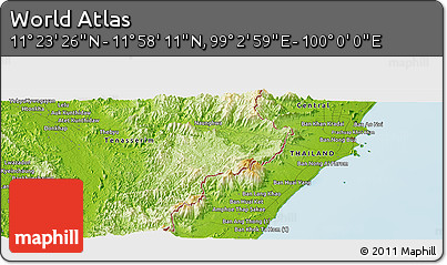 Physical Panoramic Map of the Area around 11° 40' 49" N, 99° 31' 30" E