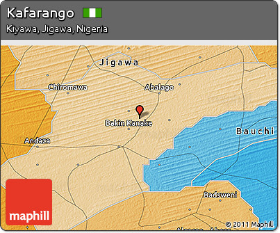 Political 3D Map of Kafarango