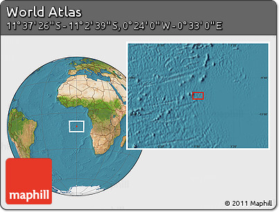 Satellite Location Map of the Area around 11° 20' 3" S, 0° 4' 30" E