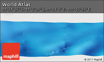 Physical Panoramic Map of the Area around 11° 20' 3" S, 100° 22' 30" E