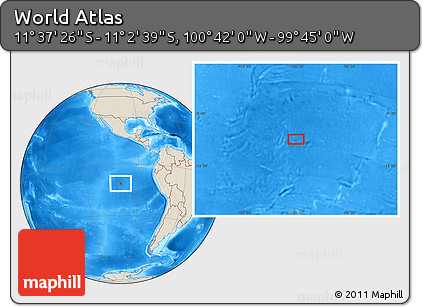 Shaded Relief Location Map of the Area around 11° 20' 3" S, 100° 13' 29" W