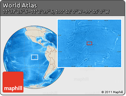 Shaded Relief Location Map of the Area around 11° 20' 3" S, 100° 13' 29" W