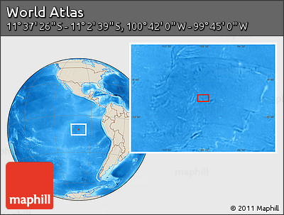 Shaded Relief Location Map of the Area around 11° 20' 3" S, 100° 13' 29" W
