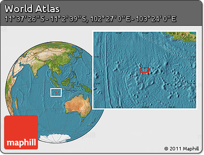 Satellite Location Map of the Area around 11° 20' 3" S, 102° 55' 30" E