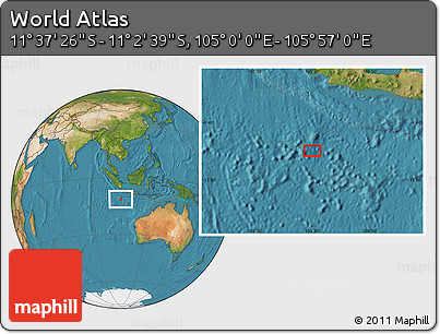 Satellite Location Map of the Area around 11° 20' 3" S, 105° 28' 29" E