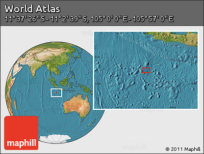 Satellite Location Map of the Area around 11° 20' 3" S, 105° 28' 29" E