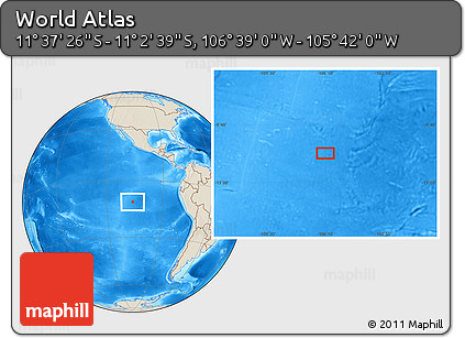Shaded Relief Location Map of the Area around 11° 20' 3" S, 106° 10' 30" W