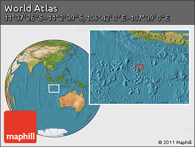 Satellite Location Map of the Area around 11° 20' 3" S, 107° 10' 30" E