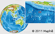 Physical Location Map of the area around 11° 20' 3" S, 108° 52' 30" E
