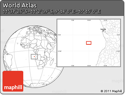 Blank Location Map of the Area around 11° 20' 3" S, 10° 16' 30" E