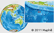 Physical Location Map of the area around 11° 20' 3" S, 110° 34' 29" E