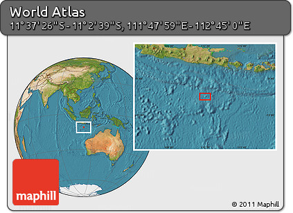 Satellite Location Map of the Area around 11° 20' 3" S, 112° 16' 30" E