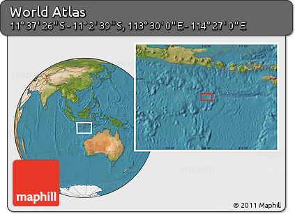 Satellite Location Map of the Area around 11° 20' 3" S, 113° 58' 29" E